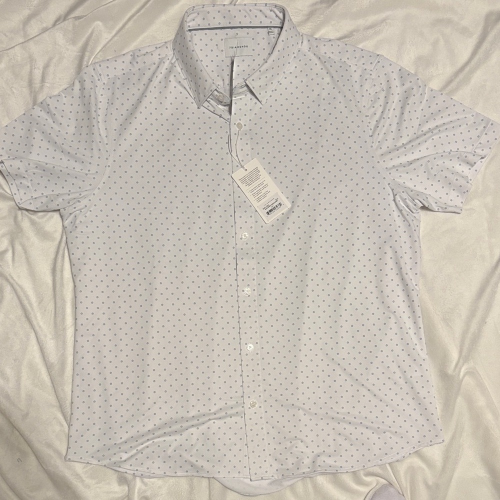 NWT 🔹7 Diamonds Men's White Short Sleeve Button-Down Shirt🔹 - Picture 5 of 9